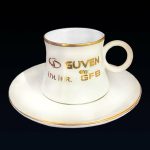 Altın Yaldızlı Porselen Kahve Fincanı ve Tabağı