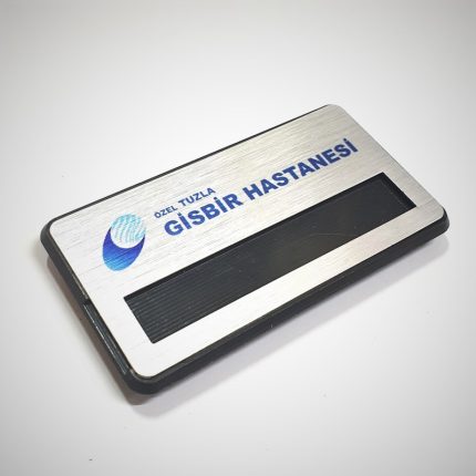 Gümüş Dikdörtgen Metal Yaka İsimliği