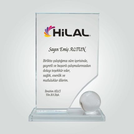 Şeffaf Kristal Cam Dünya Figürlü Plaket