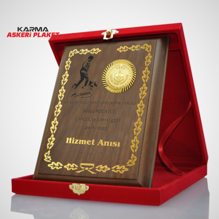 Kemal Atatürk İmzalı Jandarma Ahşap Askeri Plaket