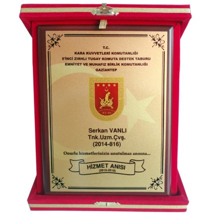 Kırmızı Kadife Kutulu Askeri Ahşaplı Albüm Plaket