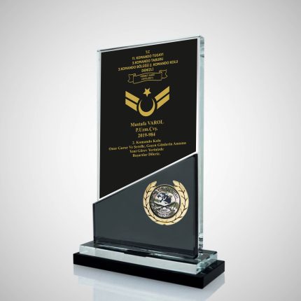 Kristal Cam Jandarma Komando Hizmet Anısı Plaket