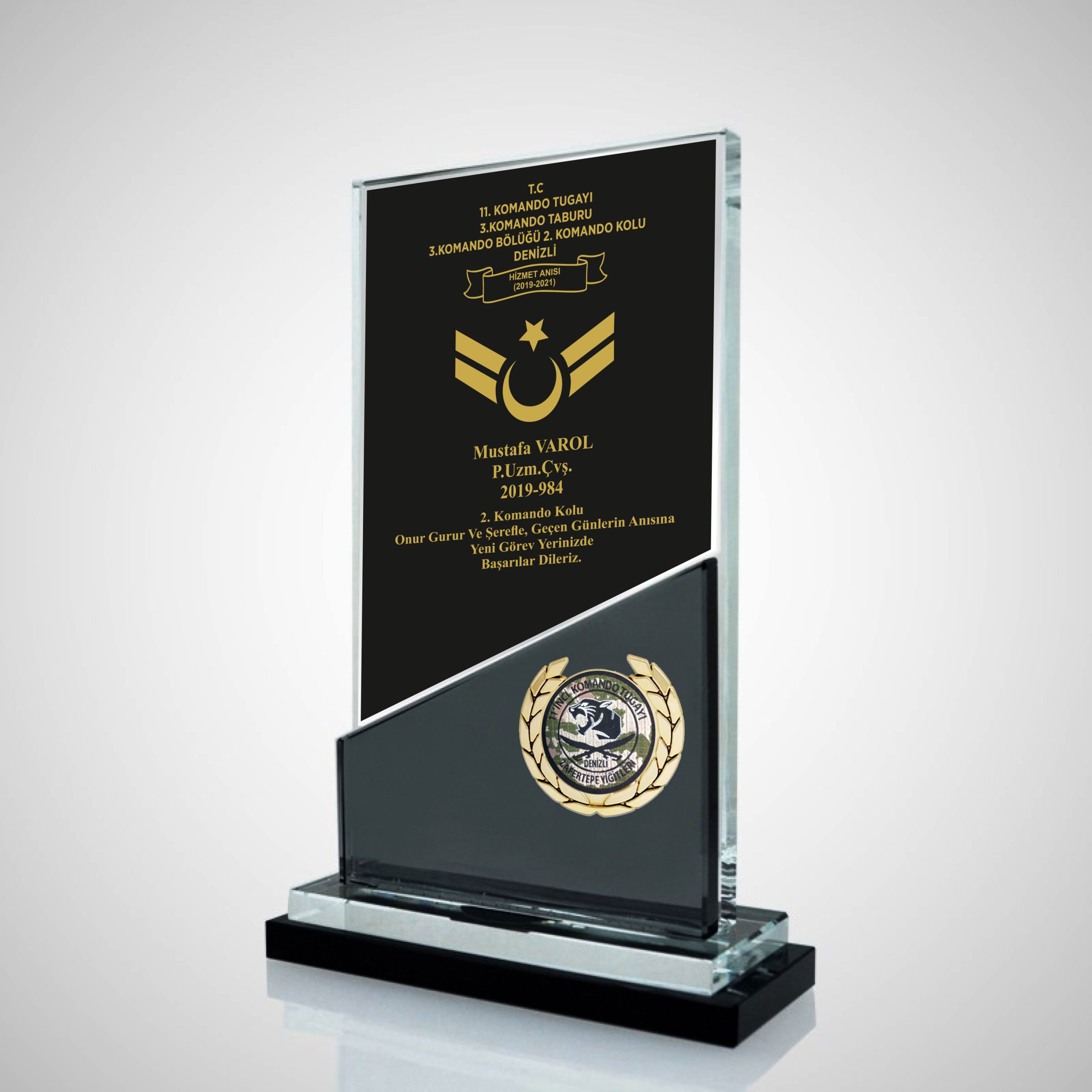 kristal-cam-jandarma-komando-hizmet-anisi-plaket