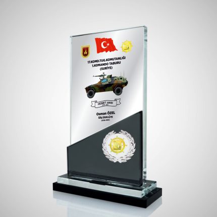 Kristal Cam Komando Uzman Çavuş Hizmet Anısı Plaket