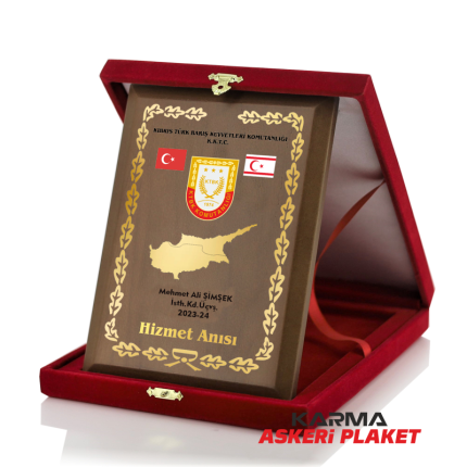 Kuzey Kıbrıs Barış Harekatı Ahşap Askeri Plaket