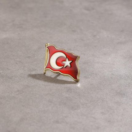 Türk Bayrağı Mineli Metal Yaka Rozeti