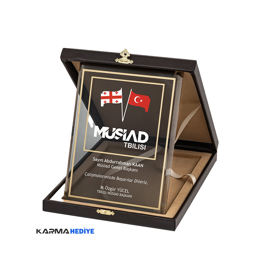 167 Altın Motifli Kristal Başarı Plaketi