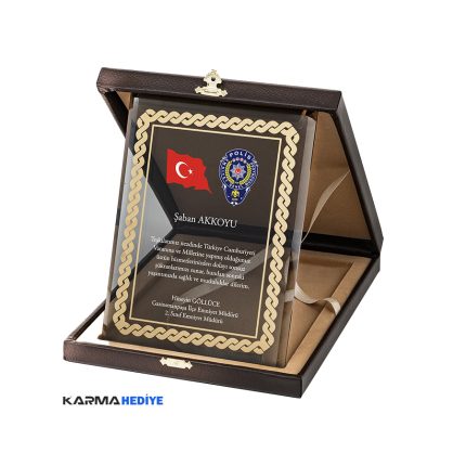 Altın Motifli Kristal Başarı Teşekkür Plaketi